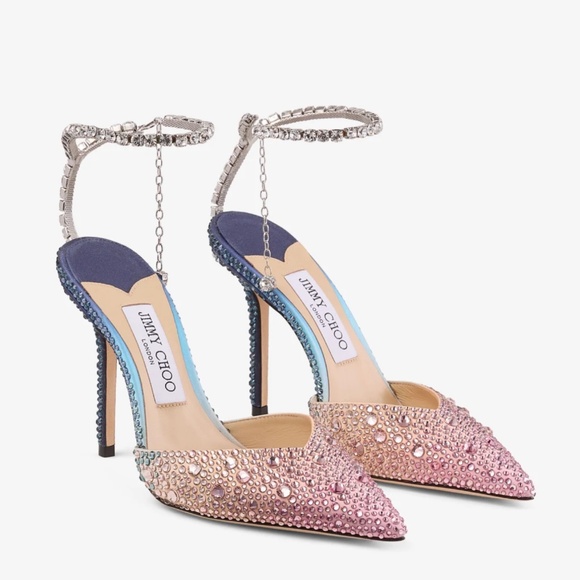 Jimmy Choo Saeda Crystal-Embellished Satin Pumps
